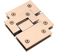 YHNNH, 2 pezzi di acciaio inossidabile 304, specchio lucido in oro rosa 8 carati, clip for vetro da bagno bidirezionale a 180°, cerniera for porta doccia senza telaio da 8-12 mm