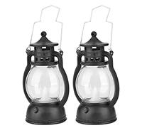 YHNNH 2 Pezzi rustici lampade a Cherosene a LED Lampada a Olio elettrica Antica Lanterne Tempesta lampade da Tavolo Lanterna uragano Portatili for Campeggio Escursionismo Patio(Black)