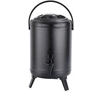 YHNNH, Barilotto di tè al latte caldo isolato, dispenser di bevande isolato in acciaio inossidabile con rubinetto, isolamento caldo e freddo for 20 ore(Black,8L)