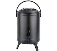 YHNNH, Barilotto di tè al latte caldo isolato, dispenser di bevande isolato in acciaio inossidabile con rubinetto, isolamento caldo e freddo for 20 ore(Black,10L)