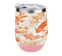 YHNNH Bicchiere da 350 ml in acciaio inox con coperchio, motivo pesce arancione, riutilizzabile, isolato, senza stelo, tazza da viaggio personalizzata