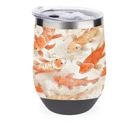 YHNNH Bicchiere da 350 ml in acciaio inox con coperchio, motivo pesce arancione, riutilizzabile, isolato, senza stelo, tazza da viaggio personalizzata