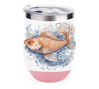 YHNNH Bicchiere da 350 ml in acciaio inox con coperchio, tazza da viaggio personalizzata con stampa a pesce arancione riutilizzabile isolato senza stelo