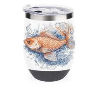 YHNNH Bicchiere da 350 ml in acciaio inox con coperchio, tazza da viaggio personalizzata con stampa a pesce arancione riutilizzabile isolato senza stelo