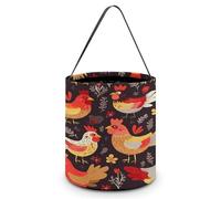 YHNNH Borsa tote per caramelle di Halloween, palloncino colorato e stampato in casa, riutilizzabile, in tessuto di poliestere, per Halloween, secchiello per bomboniere, Polli carino del gallo, Taglia