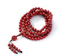YHNNH, Bracciale con perline di cinabro naturale 108 perline di Buddha da 6 mm Rosario di cinabro Coppia unisex Amuleto di buona fortuna