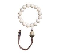 YHNNH, Bracciale con perline di radice di Bodhi in giada bianca, nappa fatta a mano, perlina di Buddha tenuta in mano for la preghiera di meditazione (Colore : Wit)(Wit)