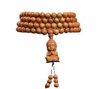 YHNNH, Bracciale multicerchio con perline in teak da 6 mm 108 delicati rosari di Buddha in legno con ciondolo Buddha unisex for la meditazione, il canto di preghiera