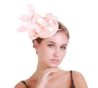 YHNNH cappello con piume, Cappello da sposa con fermaglio for capelli, piume, cerimonia, chiesa, banchetto, for ragazze(MSM 018 champagne)
