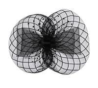 YHNNH cappello con piume, Fascia for capelli con fiocco grande in rete, fermaglio for for donna, accessorio for da cocktail e tè(Black)