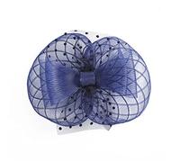 YHNNH cappello con piume, Fascia for capelli con fiocco grande in rete, fermaglio for for donna, accessorio for da cocktail e tè(Blue)