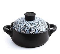 YHNNH, Casseruola con coperchio, pentola in ceramica cotta a cottura lenta antiaderente fatta a mano, ciotola in pietra, pentola for zuppa/argilla/terra con doppio manico, pentole in ceramica(1.5L)