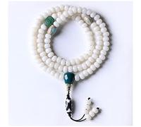 YHNNH, Collana con braccialetto di perline di radice bianca di Bodhi in stile cinese 108 Rosario di Buddha con perline tibetane Dzi unisex for la meditazione Mala (Colore : B) (Colore : B)(Wit)