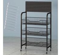 YHNNH, Espositore for scaffali del supermercato con gancio for appenderlo, carrello organizzatore for snack for minimarket for caramelle/cibo in scatola/patatine fritte/bevande(Black,3 tier)