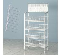 YHNNH, Espositore for scaffali del supermercato con gancio for appenderlo, carrello organizzatore for snack for minimarket for caramelle/cibo in scatola/patatine fritte/bevande(White,4 tier)