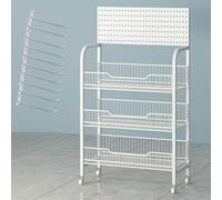 YHNNH, Espositore for scaffali del supermercato con gancio for appenderlo, carrello organizzatore for snack for minimarket for caramelle/cibo in scatola/patatine fritte/bevande(White,3 tier)