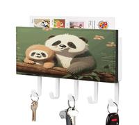 YHNNH Ganci per chiavi da parete, con simpatico panda e bradipo, in plastica, decorazione da parete, con 5 ganci per chiavi, portachiavi personalizzato per ingresso, soggiorno, ufficio