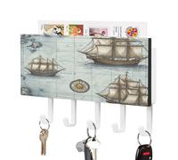 YHNNH Ganci per chiavi da parete, in plastica stampata a forma di barca, con 5 ganci per chiavi, per ingresso, soggiorno, ufficio