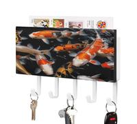 YHNNH Ganci per chiavi da parete, motivo carpa giapponese, in plastica, con stampa di pesce carpa, ganci per chiavi da parete, con 5 ganci per chiavi, portachiavi personalizzati per ingresso