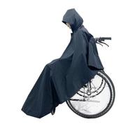 YHNNH Impermeabile for Sedia a rotelle, Poncho con Cappuccio con Strisce Riflettenti Mantella Antipioggia Impermeabile(Black)