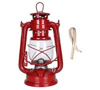 YHNNH Lampada a Olio da 9,8 Pollici for Interni Lampada a Cherosene in Metallo di Vetro Rustico con 2 stoppini Lampada da uragano a Sospensione Grande Decorazione da Tavolo for la casa(Red)