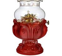 YHNNH Lampada a Olio di Loto Buddha al Burro Luce Anteriore Lampada a Cherosene da Camera Vintage Paralume Trasparente Lanterna da Tavolo for Uso Interno ed Esterno(Red)