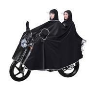 YHNNH Mantella Antipioggia da Equitazione for Due Persone, Impermeabile con Cappuccio, Mantella Antipioggia Antivento, for Bici, Bici elettrica, Moto(Black,4XL)