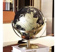 YHNNH, Mappamondo vintage rotante in oro e nero, ornamenti a globo con supporto in metallo for scrivania/ufficio, istruzione o apprendimento popolare (10,6 pollici)