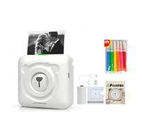 YHNNH Mini stampanti tascabili Stampante fotografica Bluetooth(White Printer)