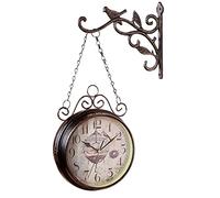 YHNNH Orologi da Giardino Orologio da Giardino bifacciale for Esterni - Parete in Metallo battuto alla Moda a Forma di Campana