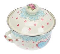 YHNNH, Pentola for stufato smaltata a fiori retrò, pentola bassa rivestita in ceramica antiaderente con coperchio Pentole for zuppe Casseruola Pasta Salsa al latte Pentola for cucina domestica Co