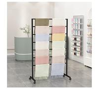 YHNNH, Portasciarpe con ruote, espositore for asciugamani da negozio, portapantaloni autoportante in metallo con ruote, ripiano for carte da regalo(Black,120x40x145cm)