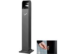 YHNNH, Posacenere da Terra in Acciaio Inossidabile Cestino for Cenere di Sigaretta Salvaspazio Posacenere Verticale Colonna for Mozziconi di Sigaretta da Esterno for Aree Fumatori Comuni(Black)