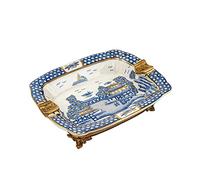 YHNNH posacenere decorativo, Portacenere in ceramica blu e bianca di alta qualità for fumatori, vassoio portacenere da tavolo for sigari