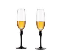 YHNNH regali di anniversario, Set di 2 calici da champagne con stelo multicolore e base alta, capacità 8,45 oz for feste di compleanno(Black)
