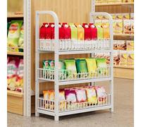 YHNNH, Scaffale multiuso bianco con cestino in rete e ganci rimovibili, espositore for snack for supermercato/minimarket, supporto for cestino organizer commerciale a 3/4/5 livelli(50x27x89cm)