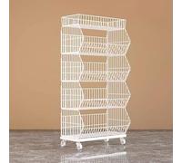 YHNNH, Scaffali e scaffalature a 4/5 strati ad alta capacità, scaffali for la cucina espositore for supermercati con ruota libera universale(White 5 Layers,L(60cm/24in))