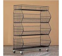 YHNNH, Scaffali e scaffalature a 4/5 strati ad alta capacità, scaffali for la cucina espositore for supermercati con ruota libera universale(Black 4 Layers,L(90cm/35in))