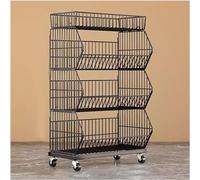 YHNNH, Scaffali e scaffalature a 4/5 strati ad alta capacità, scaffali for la cucina espositore for supermercati con ruota libera universale(Black 4 Layers,L(60cm/24in))