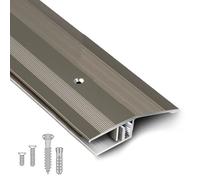 YHNNH Striscia di Transizione for soglia di Porta in Alluminio - Coprigiunto Antiscivolo for Pavimento da 72-36 Pollici for superfici Irregolari, Impermeabile(Gray,150cm 42mm)