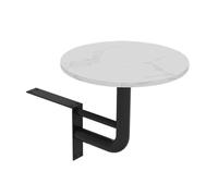 YHNNH tavolino da bistrot, Tavolino da caffè moderno cocktail con piano in finitura terrazzo bianco/base in ferro, scrivania bistrot e pub(Black,40 * 40cm/15.8 * 15.8in)