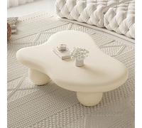 YHNNH, Tavolino da caffè a forma di nuvola in legno massello - Tavolino da interni for interni ad angolo rotondo rotondo moderno, con base sferica(Cream Color,47.3 * 30 * 14in)