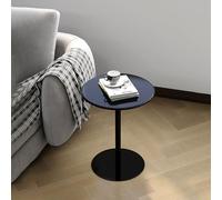 YHNNH, Tavolino da caffè rotondo vintage dorato, con base in marmo - tavolino piccolo, for piccoli spazi, tavolino, for divano, poltrona, patio(Black,40.5cm/16in)