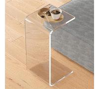 YHNNH Tavolino Moderno in Acrilico, tavolino Laterale Trasparente a Forma di C per Divano, Comodino per Soggiorno, Camera da Letto, Balcone, Patio, Ufficio (Trasparente, 21,6 Pollici)