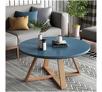 YHNNH, Tavolino rotondo dal design moderno, pannello in MDF e gambe in legno, for soggiorno, camera da letto, balcone, ufficio - Tavolino alle estremità del divano(Blue,50cm)
