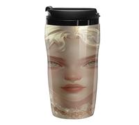 YHNNH Tazza da viaggio in plastica con coperchi a tenuta stagna, bianco chiaro, stampa anime, 250 ml, a doppia parete, riutilizzabile, per bevande calde e fredde