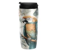 YHNNH Tazza da viaggio in plastica con coperchi a tenuta stagna, motivo uccelli nella giungla, 350 ml, a doppia parete, riutilizzabile, per bevande calde e fredde