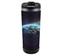 YHNNH Tazza da viaggio per caffè, a prova di perdite, con stampa di pianeta spaziale, 380 ml, in acciaio inox, isolata, per bevande calde e fredde, con coperchio