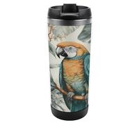 YHNNH Tazza da viaggio per caffè, a prova di perdite, con stampa di uccelli nella giungla, 380 ml, in acciaio inox, isolata, per bevande calde e fredde, con coperchio