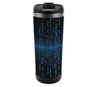 YHNNH Tazza da viaggio per caffè a tenuta stagna, blu binario, 380 ml, in acciaio inox, isolata, per bevande calde e fredde, con coperchio